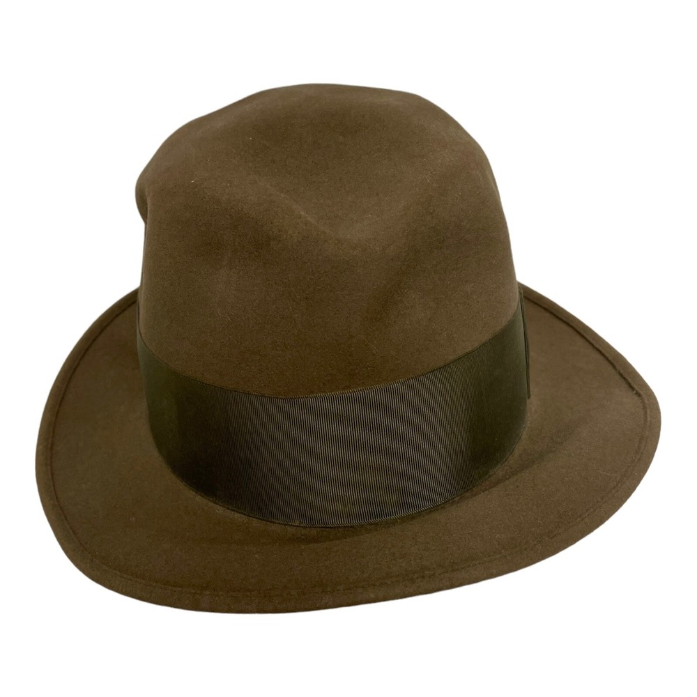 VINTAGE Dobbs Fifth Avenue Fedora Brown Hat‎ 7 1/4 CLEAN WOOL SILK BOW